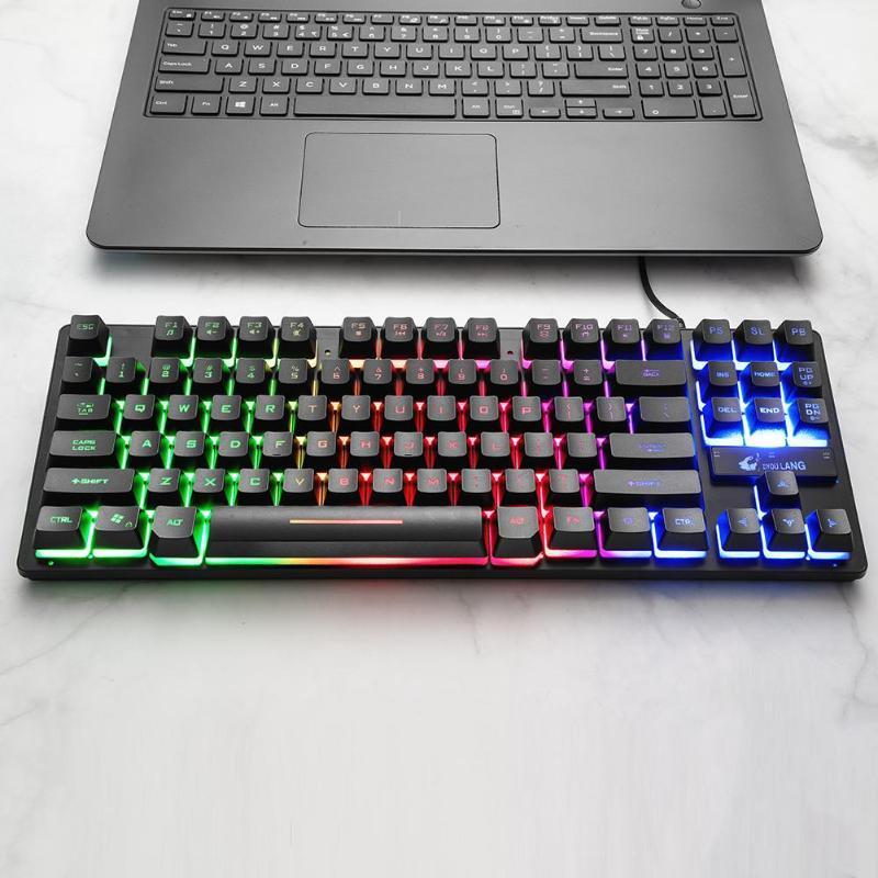K16 87 Keys Game Keyboard USB Wired Mechanical Feeling 7 Backlight Gaming Keyboard 87 19 Conflict-Free1
K16 87 Keys Game Keyboard USB Wired Mechanical Feeling 7 Backlight Gaming Keyboard 87 19 Conflict-Free1