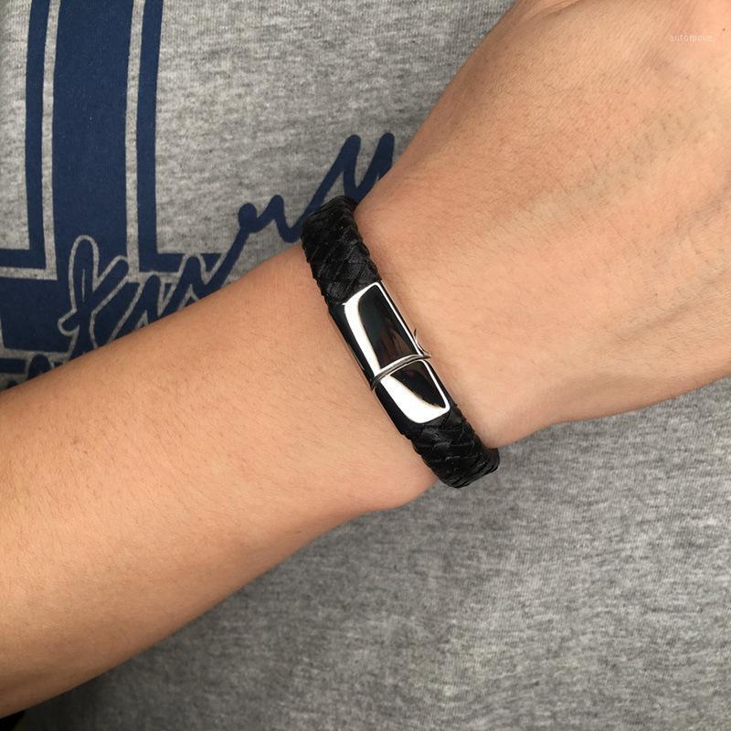 Retro creative men's simple woven leather bracelet Stainless steel magnetic buckle fashion charm bracelet 7-PW7361 
Retro creative men's simple woven leather bracelet Stainless steel magnetic buckle fashion charm bracelet 7-PW7361