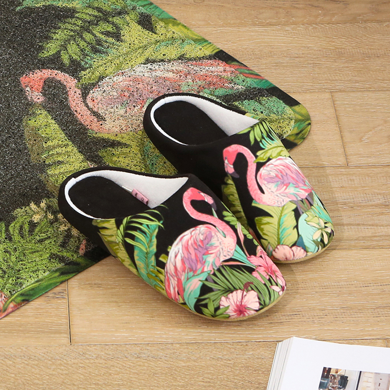 Women Shoes Autumn Winter House Slippers Flamingo Non-Slip Soft Memory Foam Home Indoor Bedroom Men Couple Zapatillas Mujer 201105