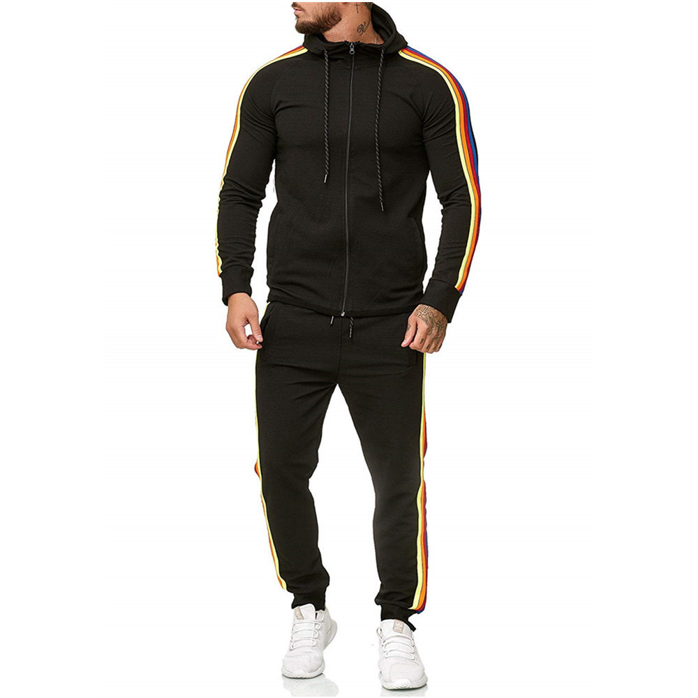 2 Pieces Autumn Running Tracksuit Men Zipper Hoodie Jacket Sweatshirt+ Pants Sports Set Gym Clothes Mens Sportwear Outfit 5XL 201130