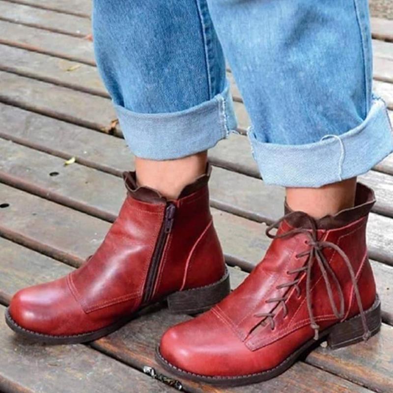 Women Leather Non-slip 35-43 Flat Platform Boots Women Shoes Autumn Winter Zipper Round Toe Lace-up Leather Boots Ladies Shoes, Rd
Women Leather Non-slip 35-43 Flat Platform Boots Women Shoes Autumn Winter Zipper Round Toe Lace-up Leather Boots Ladies Shoes, Rd