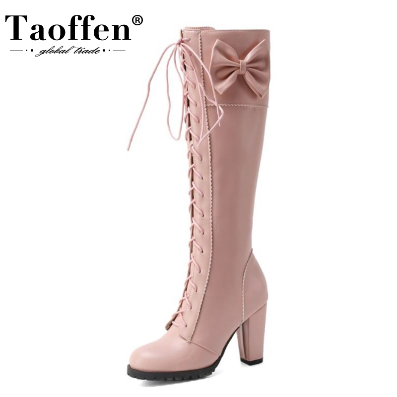 TAOFFEN 2021 New Knee High Boots Round Toe Chunky Heel Zipper Lace Up Bowtie Shoes Sweet Shoes Ladies Footwear Size 32-43, Black
TAOFFEN 2021 New Knee High Boots Round Toe Chunky Heel Zipper Lace Up Bowtie Shoes Sweet Shoes Ladies Footwear Size 32-43, Black
