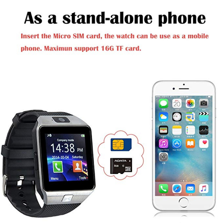 Smart Watch DZ09 Smart Wristband SIM Intelligent Android Sport Watch for Android Cellphones relgio inteligente with High Quality Batteries, Silver
Smart Watch DZ09 Smart Wristband SIM Intelligent Android Sport Watch for Android Cellphones relgio inteligente with High Quality Batteries, Silver