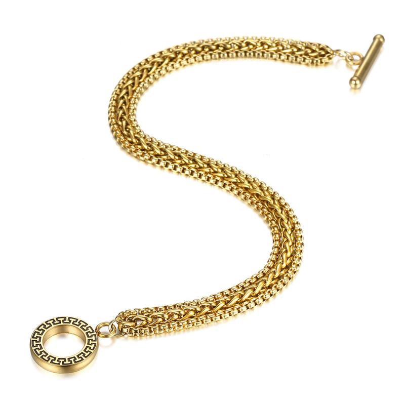 Mens Womens Stainless Steel Bracelet Triple Strands Gold Color Box Wheat Chain Unique Design Toggle Clasp Link Bracelet LTBS019A
Mens Womens Stainless Steel Bracelet Triple Strands Gold Color Box Wheat Chain Unique Design Toggle Clasp Link Bracelet LTBS019A