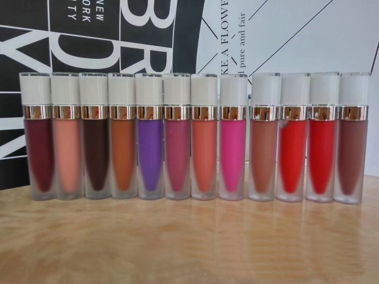 12pcs New Makeup Liquid Matte Lipstick Waterproof Lip Gloss 12 color Free Shipping, Mixed color