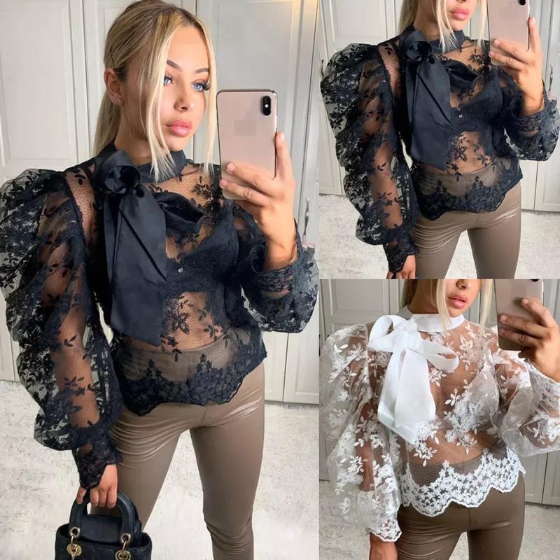 Lace Transparent Blouse Shirts Women' Summer Puff Long Sleeve Crochet Sheer Mesh 2021 Summer Sexy Shirt Loose Casual Blouse, Black
Lace Transparent Blouse Shirts Women' Summer Puff Long Sleeve Crochet Sheer Mesh 2021 Summer Sexy Shirt Loose Casual Blouse, Black