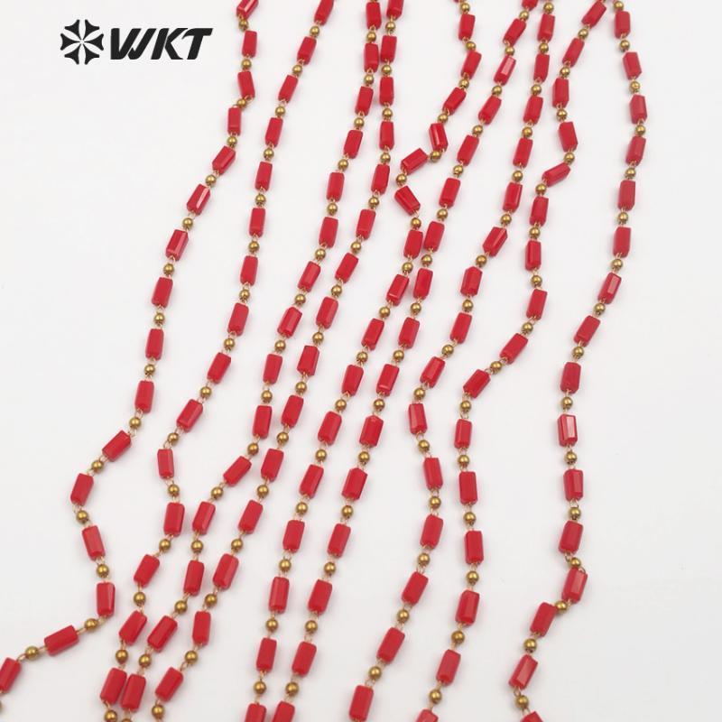WT-RBC074 WKT Dark red Crystal Bead Chain Wire Wrapped Without Gold Metal Plated Handmade Rosary Beads Chain For Women DIY Jewel1
WT-RBC074 WKT Dark red Crystal Bead Chain Wire Wrapped Without Gold Metal Plated Handmade Rosary Beads Chain For Women DIY Jewel1