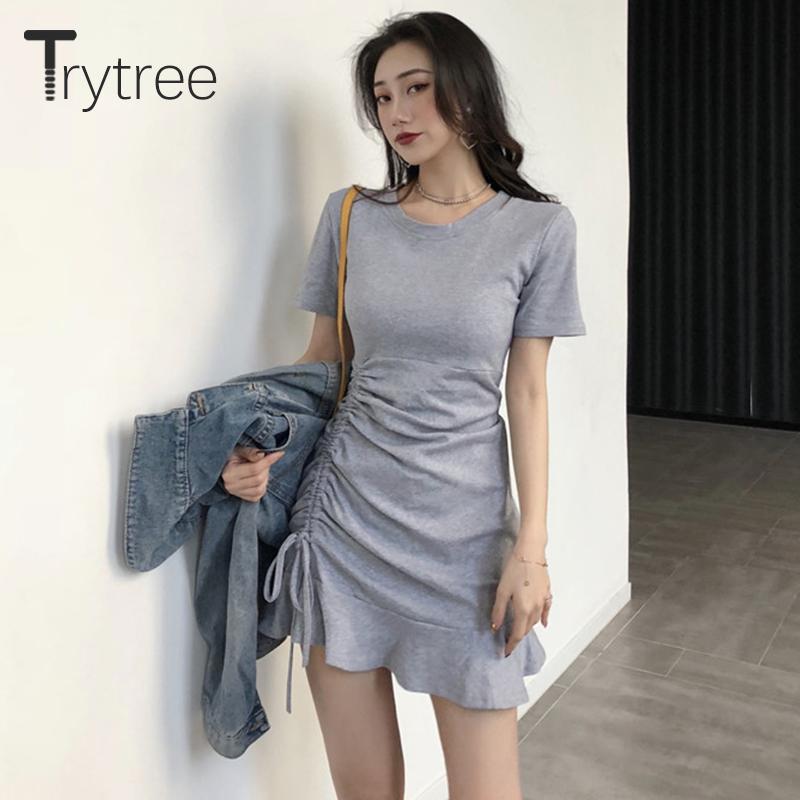 Trytree Summer Autumn Casual Solid Dress Women Elastic O-neck Sexy t shirt Dress Side Drawstring Ruffles Hem Mini Sheath, Grey
Trytree Summer Autumn Casual Solid Dress Women Elastic O-neck Sexy t shirt Dress Side Drawstring Ruffles Hem Mini Sheath, Grey