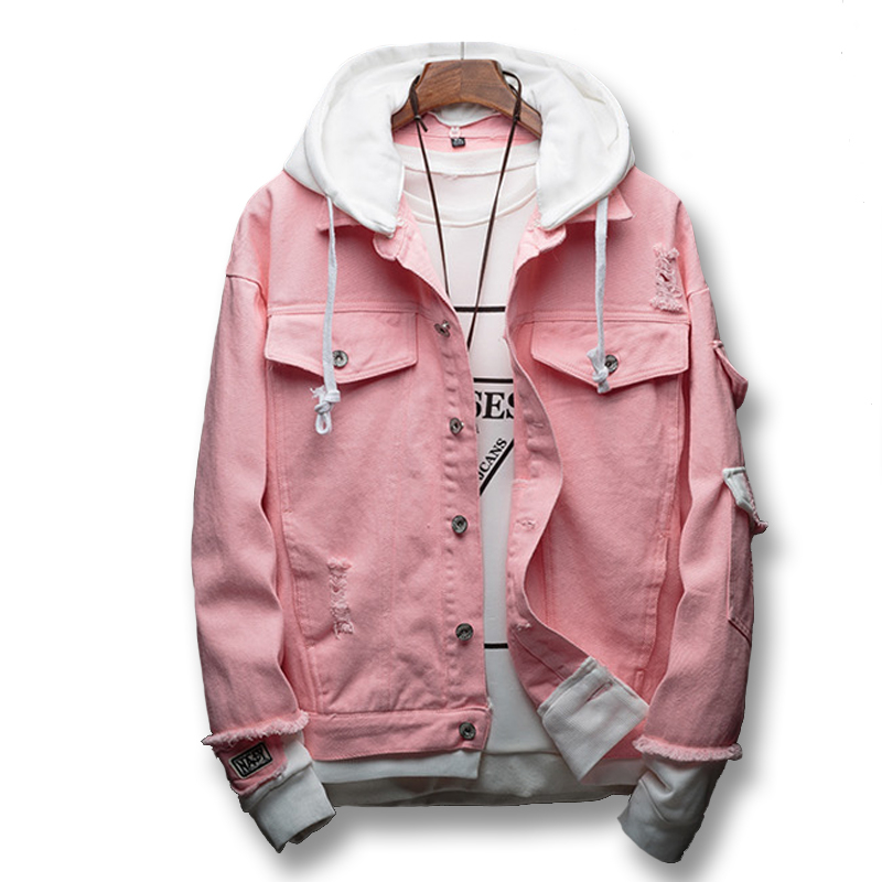 Men Spring Autumn Patchwork Denim Jeans Jackets Coats Male Casual Fashion Slim Fit Hooded Jackets Cardigans T200319