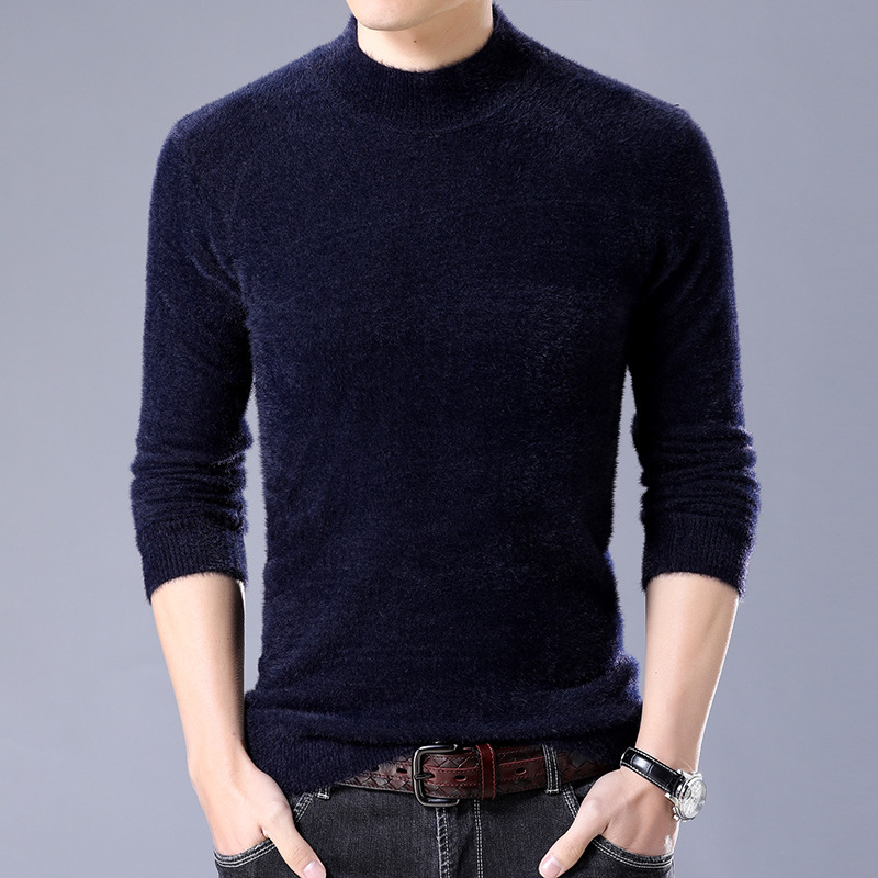 Winter Fashion All-match Men's Thickened Solid Color Knit Sweater Warmth Imitation Mink Half High Neck Slim Sweater Size -4XL, White
Winter Fashion All-match Men's Thickened Solid Color Knit Sweater Warmth Imitation Mink Half High Neck Slim Sweater Size -4XL, White