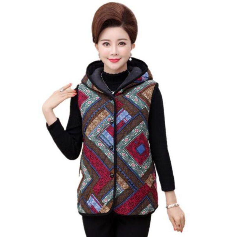 Single-breasted Middle-aged Lady Sleeveless Hooded Vest Jacket Coat Large-size 5XL Slim Print Plus velvet cotton Waistcoat Coat
Single-breasted Middle-aged Lady Sleeveless Hooded Vest Jacket Coat Large-size 5XL Slim Print Plus velvet cotton Waistcoat Coat