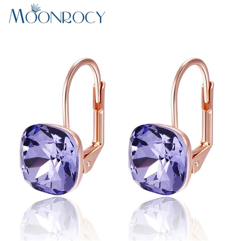 MOONROCY Free Shipping Fashion Jewelry Rose Gold Color Square Purple Blue CZ Crystal Earrings Jewelry for Women Girl Gift
MOONROCY Free Shipping Fashion Jewelry Rose Gold Color Square Purple Blue CZ Crystal Earrings Jewelry for Women Girl Gift