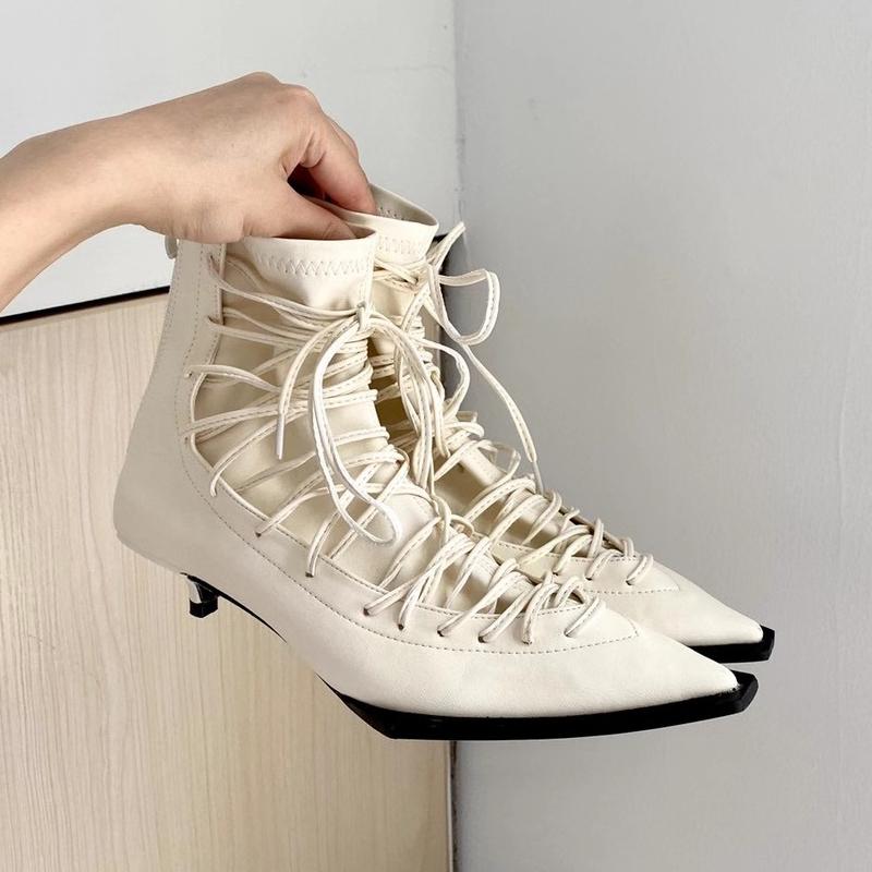 Cross Tied Fashion Ankle Boots for Women Pointed Toe Lace Up Casual Boots Woman Thin Low Heels Ladies Fashion Sock Botas Stretch, Silver
Cross Tied Fashion Ankle Boots for Women Pointed Toe Lace Up Casual Boots Woman Thin Low Heels Ladies Fashion Sock Botas Stretch, Silver