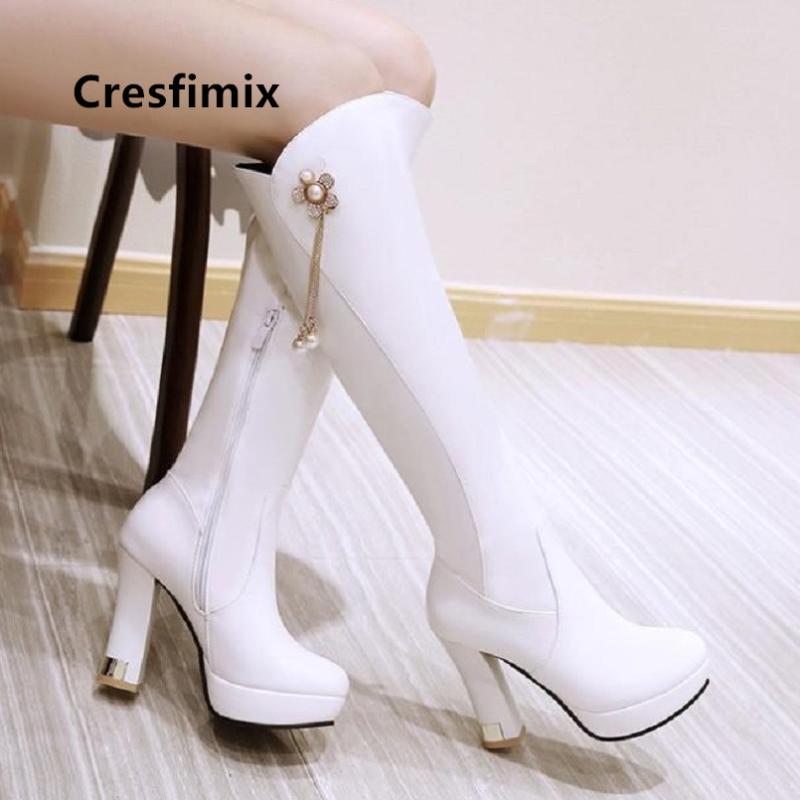 Cresfimix Botas De Mujer Women Fashion High Quality White Pu Leather Long Boots Lady Casual Comfortable Black Winter Boots C6041
Cresfimix Botas De Mujer Women Fashion High Quality White Pu Leather Long Boots Lady Casual Comfortable Black Winter Boots C6041
