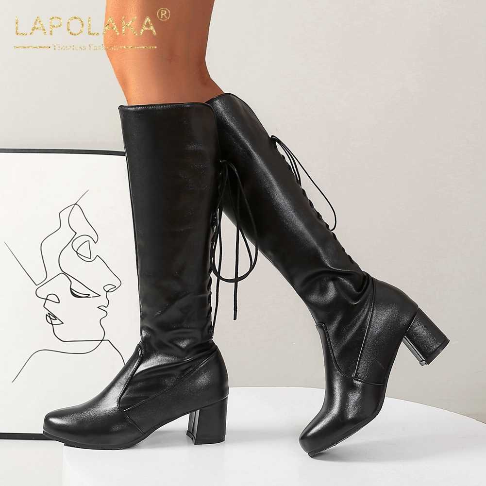 LAPOLAKA Large Sizes 48 Square High Heels Shoelaces Woman Winter Shoes Female Knee High Riding Boots, Black
LAPOLAKA Large Sizes 48 Square High Heels Shoelaces Woman Winter Shoes Female Knee High Riding Boots, Black