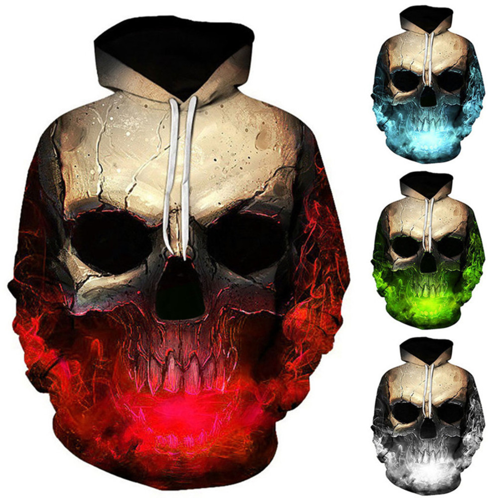 2020 European American spring fashion and comfortable skull digital print hooded hoodie for lovers, Black
2020 European American spring fashion and comfortable skull digital print hooded hoodie for lovers, Black