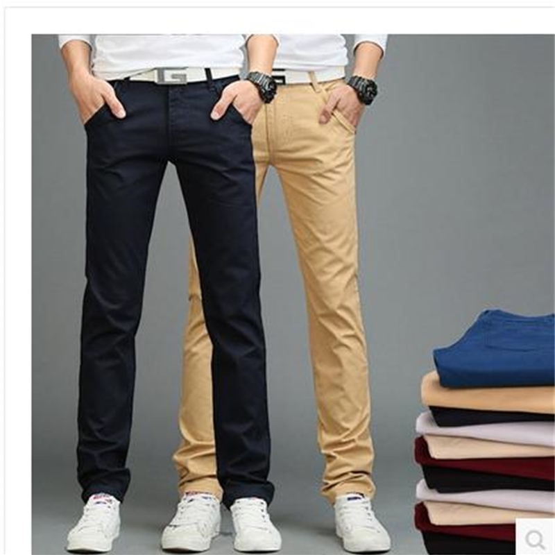 summer high quality pure cotton men's casual youth thin straight cultivate one's morality pants 7 Color 201128