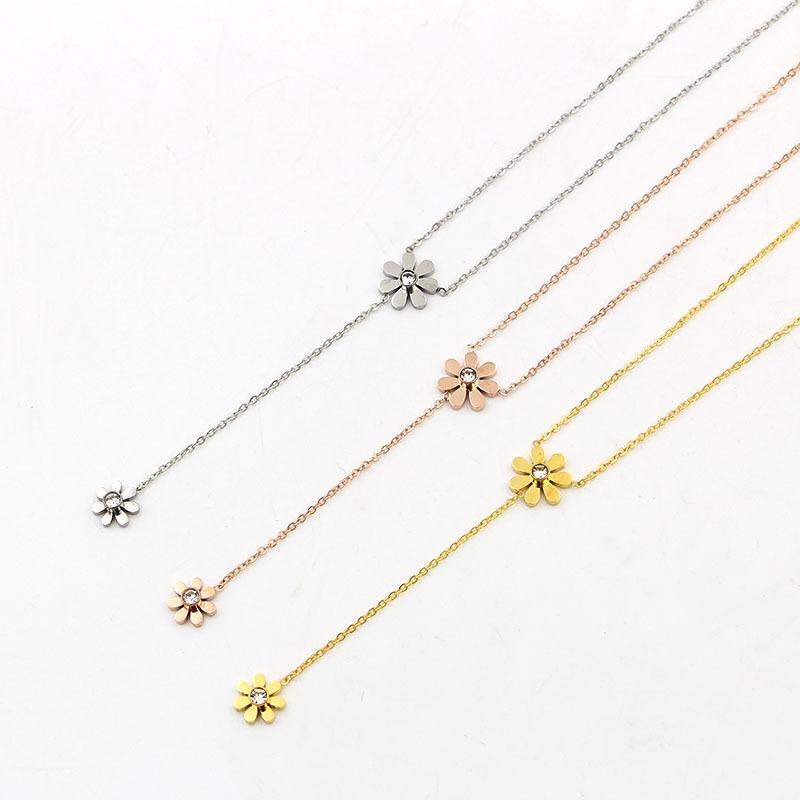 Pendant Necklaces Fashion Rose Gold Color Stainless Steel Love Crystal Double Daisy Flower Necklace Women Party Gift
Pendant Necklaces Fashion Rose Gold Color Stainless Steel Love Crystal Double Daisy Flower Necklace Women Party Gift