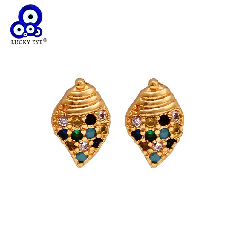 Lucky Eye Scallop Seastar Conch Stud Earrings Gold Color Micro Pave Colorful Zircon Earrings Jewelry for Women Ladies EY6521
Lucky Eye Scallop Seastar Conch Stud Earrings Gold Color Micro Pave Colorful Zircon Earrings Jewelry for Women Ladies EY6521
