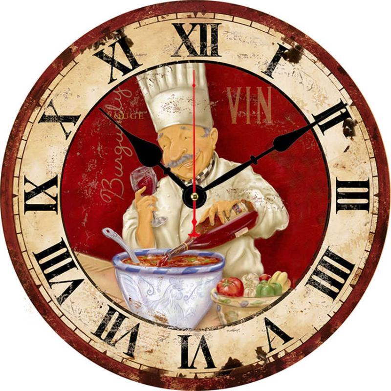 Diameter 14" Inch Rustic Wooden Kitchen Wall Clock Happy Chef Drink Wine Quartz Vintage Italian Cooking Chef Clock
Diameter 14" Inch Rustic Wooden Kitchen Wall Clock Happy Chef Drink Wine Quartz Vintage Italian Cooking Chef Clock