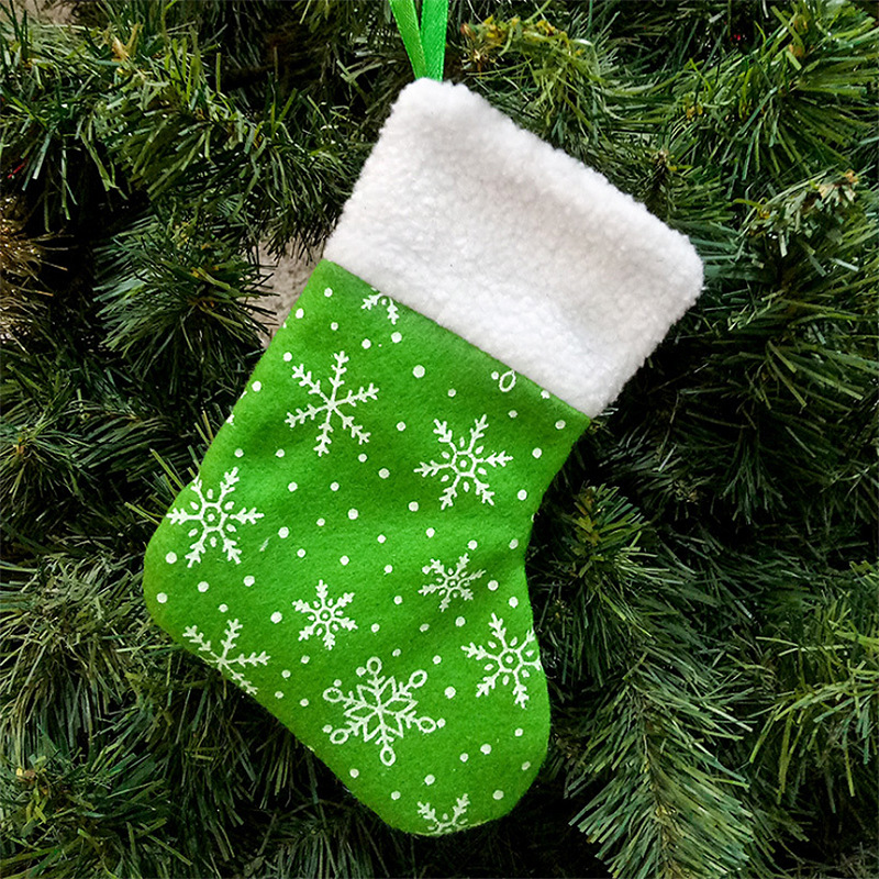 Small Snowflake Patterned Christmas Stocking Classic Design for Festive Fireplace Decor