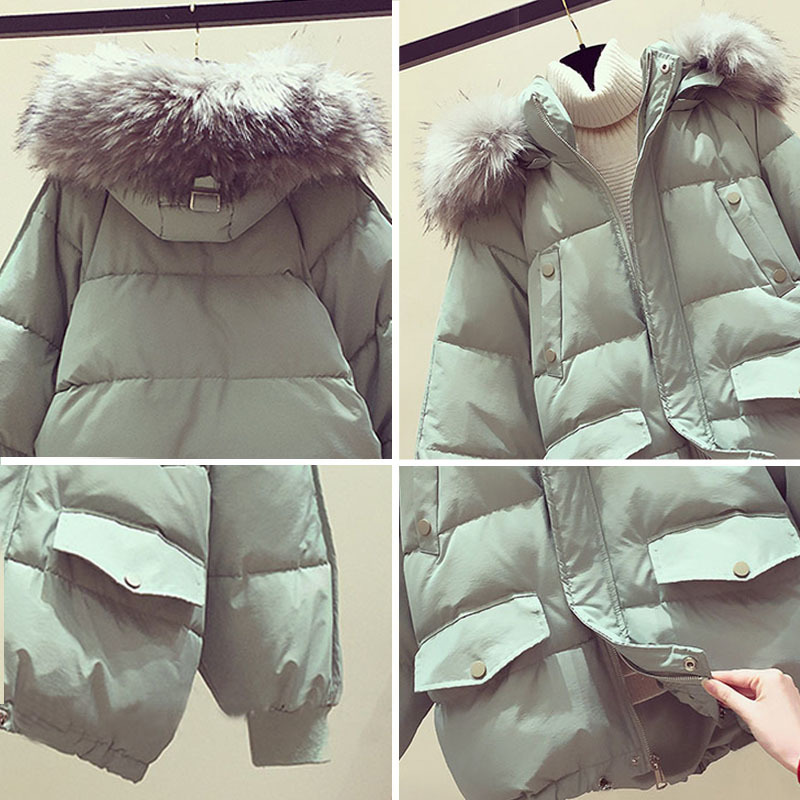 Fashion Bubble Coat Winter Big Fur Collar Oversized Loose Short Jacket Winter Autumn Female Puffer Jacket Parkas Mujer 201019
