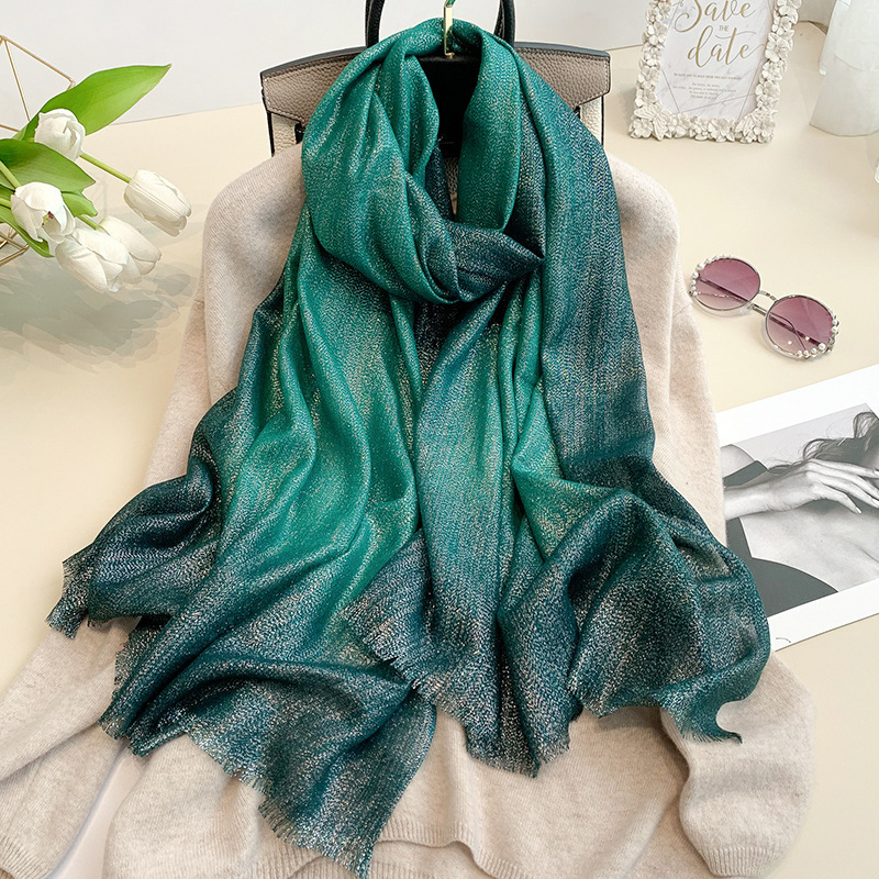 Fashion Gradient Lurex Glitter Hijab Scarf Maxi Wraps Scarves Autumn Headhand Shawls Muslim Long Islamic Shimmer Fringe Scarves T200407
Fashion Gradient Lurex Glitter Hijab Scarf Maxi Wraps Scarves Autumn Headhand Shawls Muslim Long Islamic Shimmer Fringe Scarves T200407