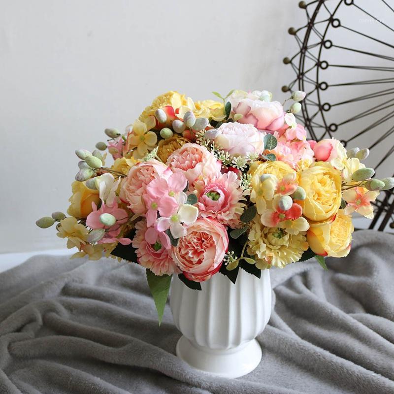 New Silk Rose Pink Red Peony Bouquet Artificial Flowers Cheap 5 Big Head Fake Flowers Vases for Home Wedding Decoration Indoor1
New Silk Rose Pink Red Peony Bouquet Artificial Flowers Cheap 5 Big Head Fake Flowers Vases for Home Wedding Decoration Indoor1