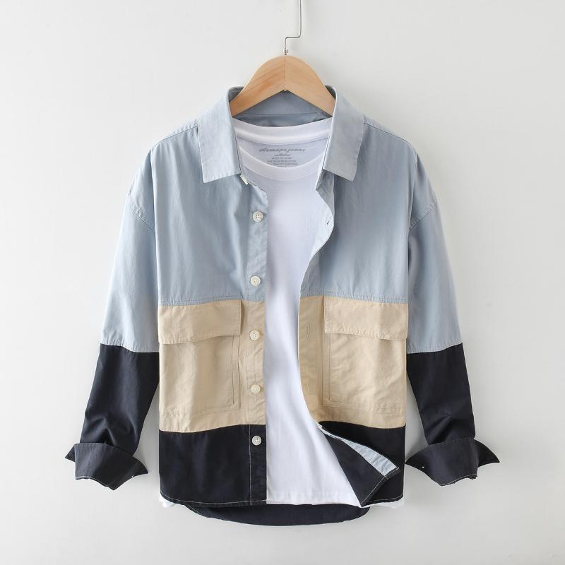 Men's Casual Shirts Men Spring Summer Fashion Korea Japan Style Simple Long Sleeve Patchwork Shirt Male Business Vintage Blouse Harajuku Top, Blue
Men's Casual Shirts Men Spring Summer Fashion Korea Japan Style Simple Long Sleeve Patchwork Shirt Male Business Vintage Blouse Harajuku Top, Blue