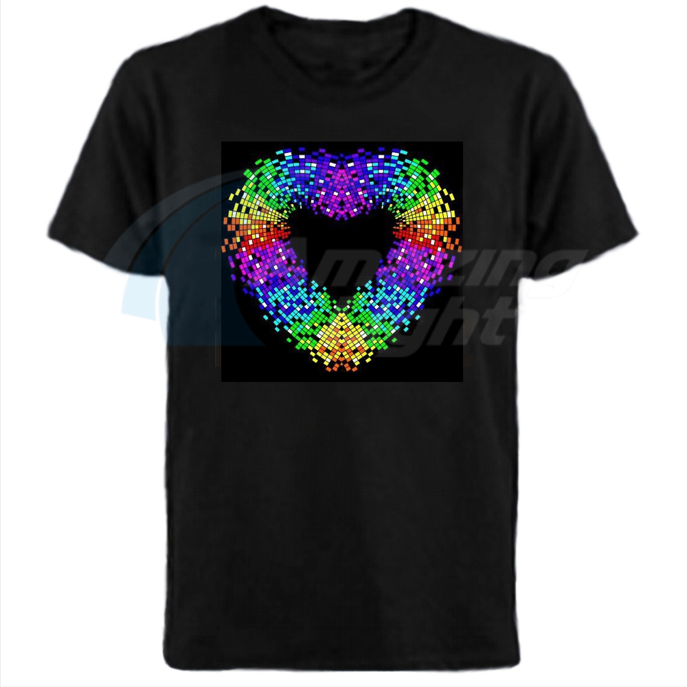 Heart Design Hot sale unisex 100%Cotton el sound active t shirt led sound active t-shirt with DC3V inverter
Heart Design Hot sale unisex 100%Cotton el sound active t shirt led sound active t-shirt with DC3V inverter