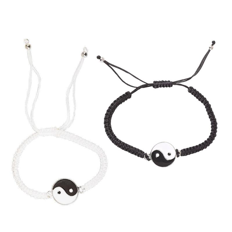 Charm Bracelets 2Pcs Tai Chi Bff Friendship Friend Lovers Yin Yang Set