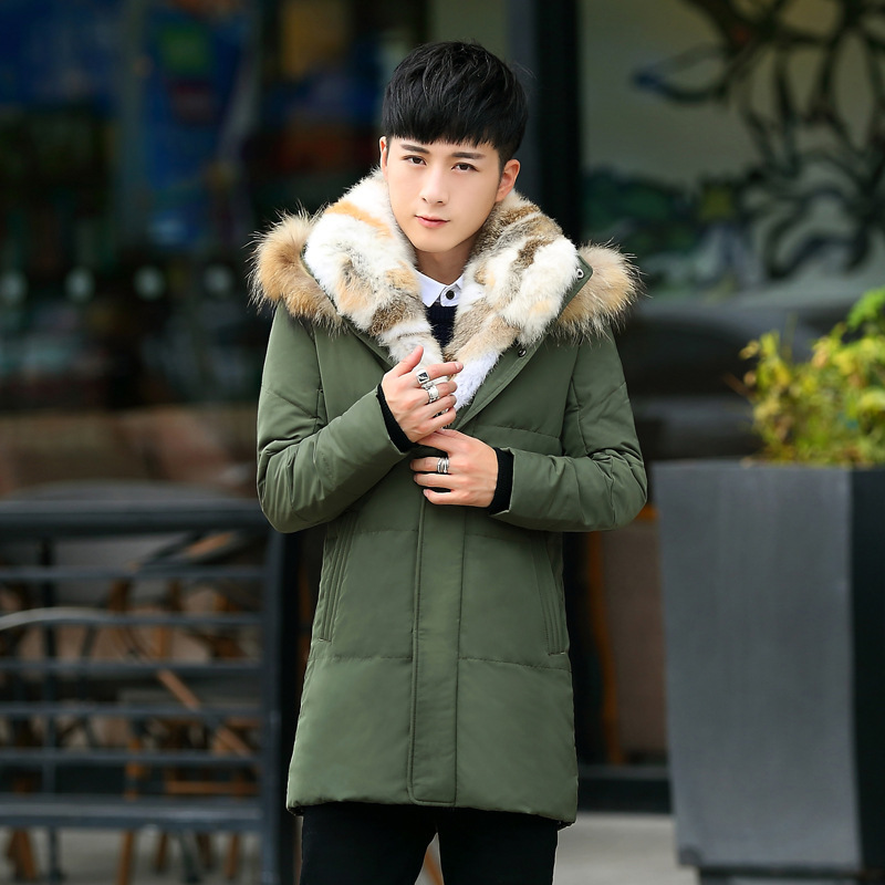 Thick Down Men Winter Jackets Mans Duck Down Coat Cashmere Wool Parka Mans Jacket Coats Rabbit Fur Hooded Parkas Outerwear New 201104