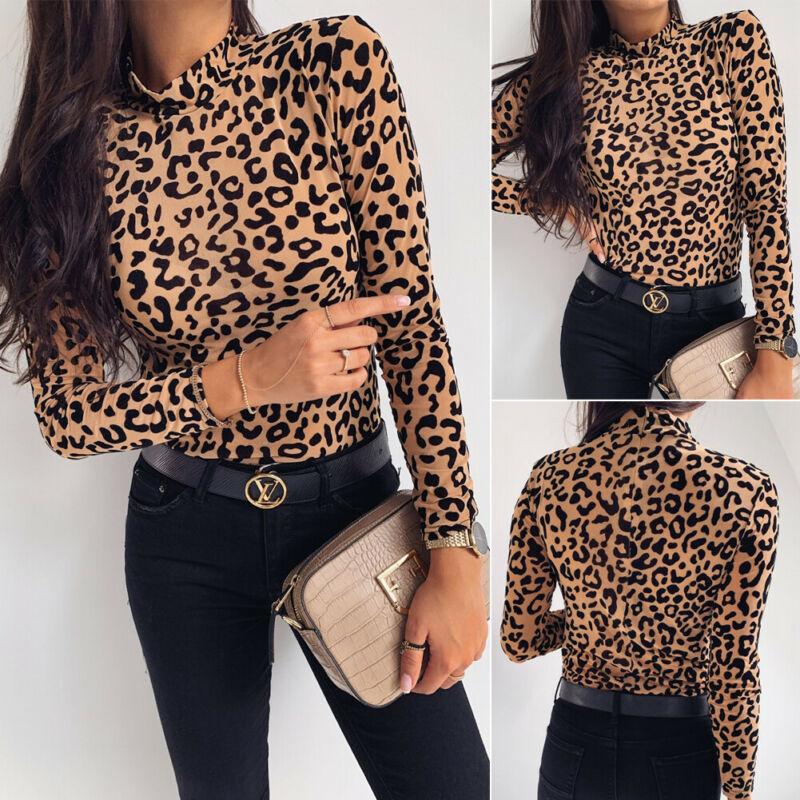 Women's T-Shirt Spring Autumn Fashion Tee Women Leopard Print Long Sleeve Slim Fit Tunic Comfy Casual High Neck Party Mesh Clubwear, White
Women's T-Shirt Spring Autumn Fashion Tee Women Leopard Print Long Sleeve Slim Fit Tunic Comfy Casual High Neck Party Mesh Clubwear, White