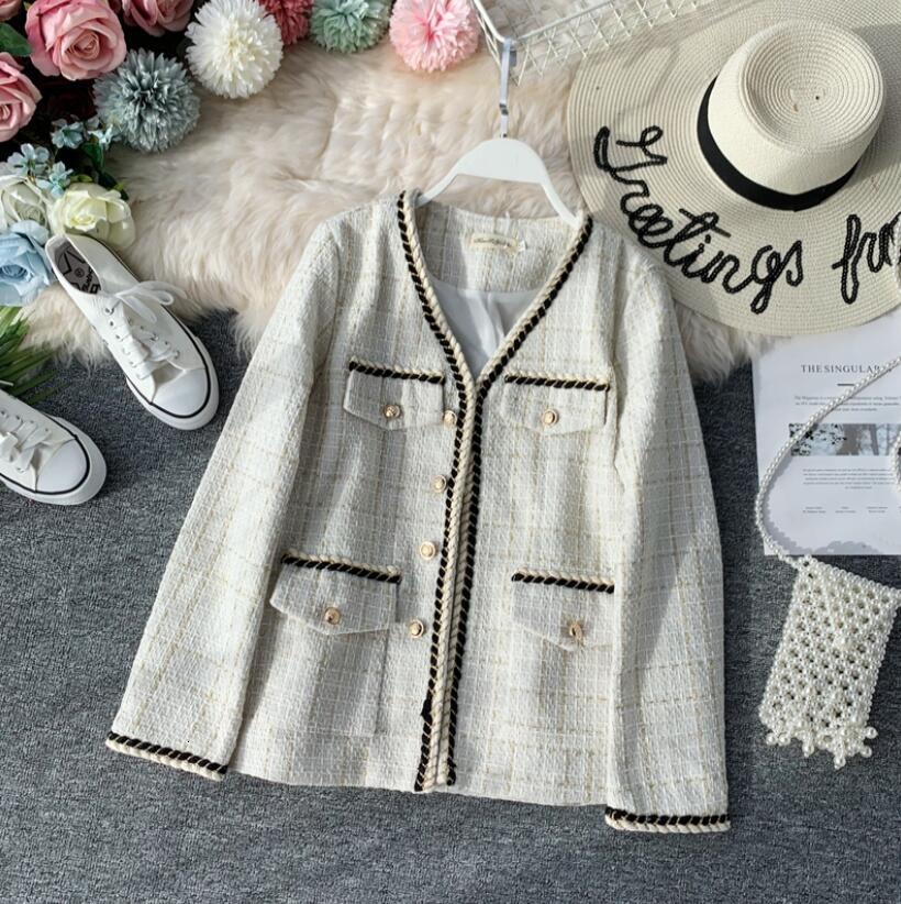 Autumn Tweed 2021' Leather of Mode Small Fragrance Long Sleeve From Cardigan Short Wool Coat Vintage P1636 B994, Black
Autumn Tweed 2021' Leather of Mode Small Fragrance Long Sleeve From Cardigan Short Wool Coat Vintage P1636 B994, Black