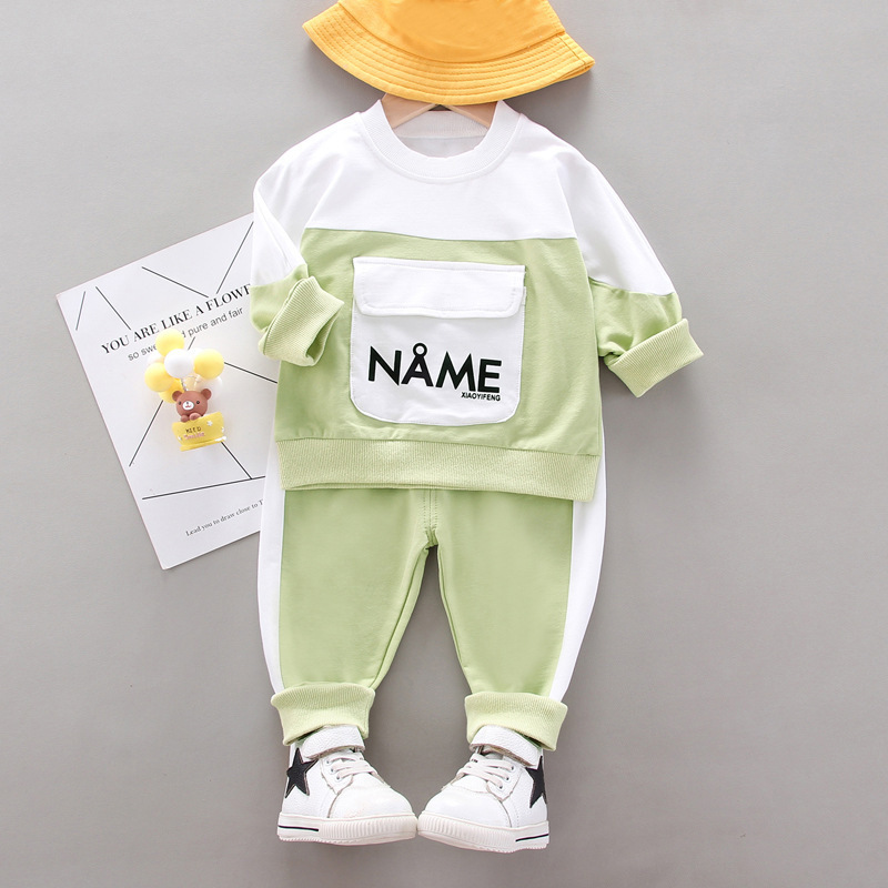 Children Casual Childrenswear New Style BOY'S Mixed Colors Crew Neck Long-sleeved Sweater Loose Gymnastic Pants Set WholesaleX1019