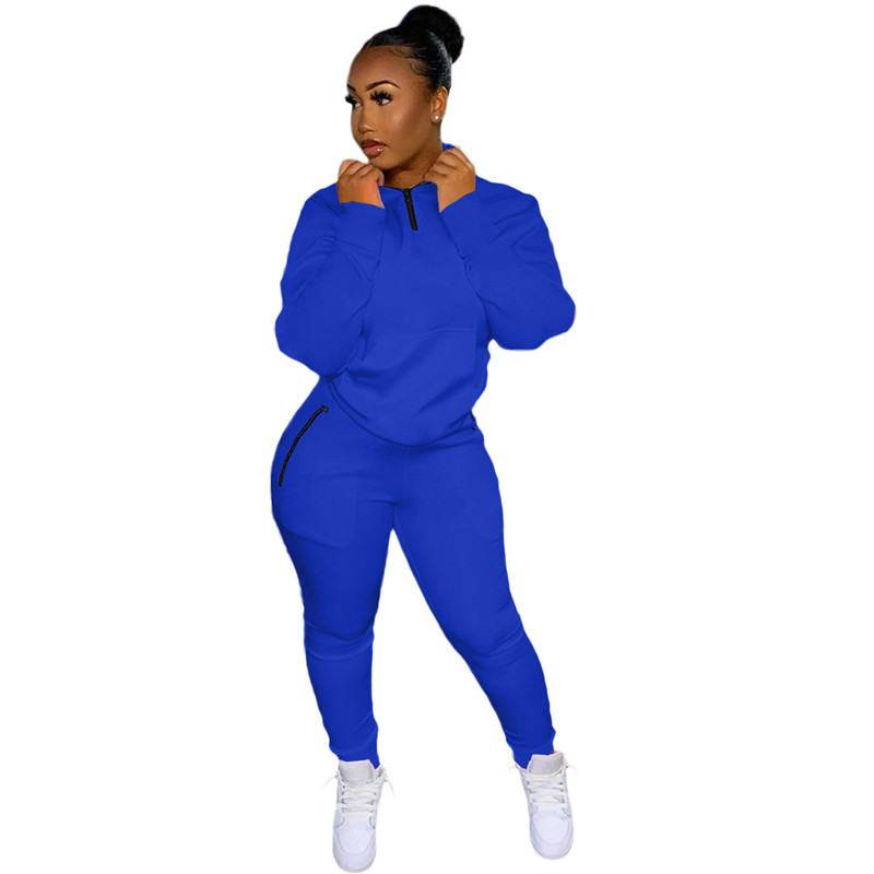 Fall Winter Women Tracksuits 2XL Long Sleeve Sweatsuits Pullover Hoodie Sweatpants Two Piece Set Workout Sportswear Active Wear Solid Outfits Wholesal