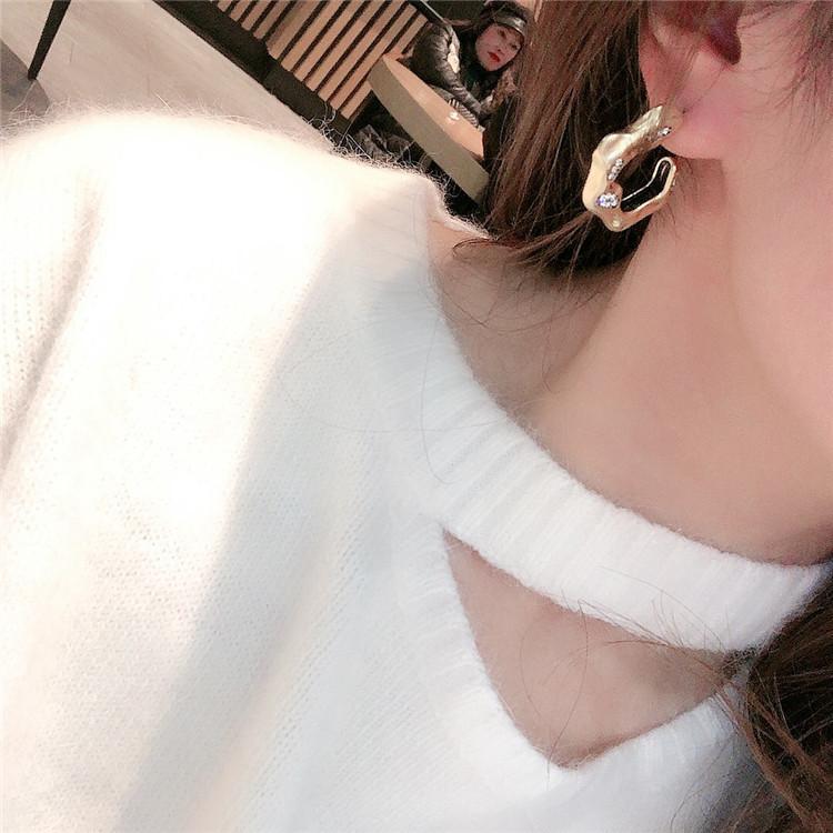 Stud Korean Version, Fashion Retro Irregular Earrings, Red Big Exaggeration