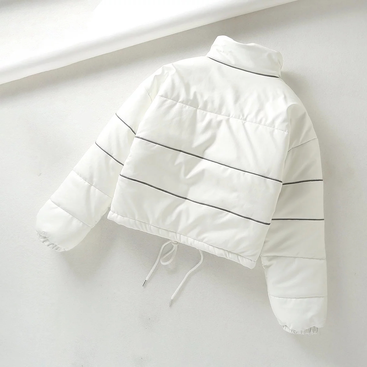 Winter jacket women bomber jacket black white stripe Reflective parka Korean fashion thick parka coat women Winter clothes 201019