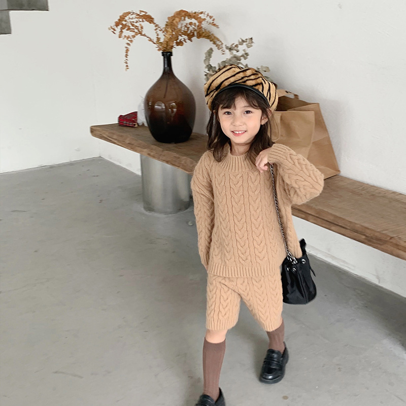 Toddler Baby Girls Clothing Sets Fall Winter Cardigan Sweater+Shorts Infant Baby Girls Knit Suit children clothes from 2 to 7 yX1019