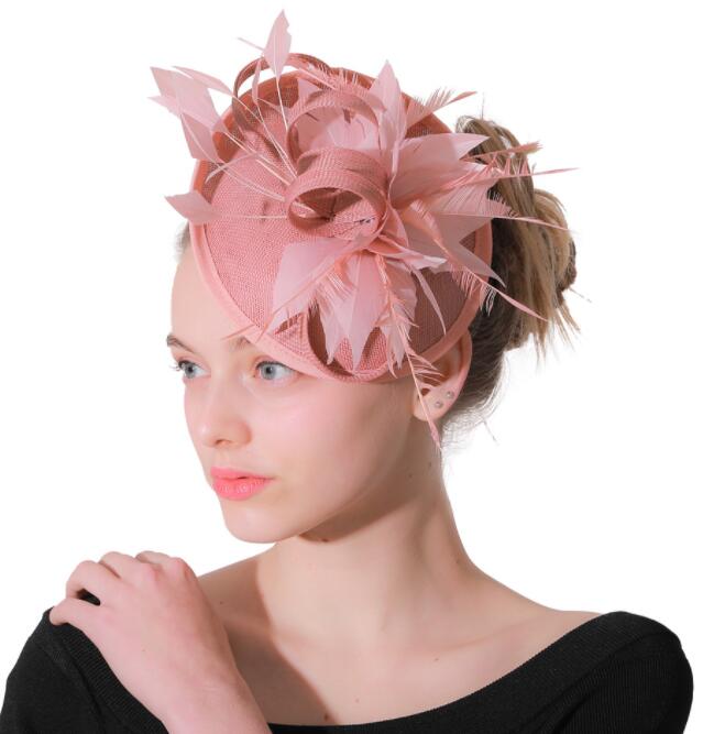 Banquet Hat Net Yarn Top Wedding Headdress Feather Hairpin Hair Accessories Hats for Party Wedding Fascinator Hat Many Colors on Sale