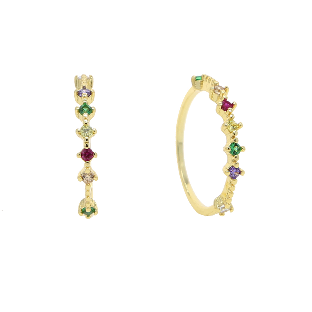 Top quality Fashion sweet stackable ring with shiny rainbow cubic zircon for girl women delicate minimal colorful cz dainty ring