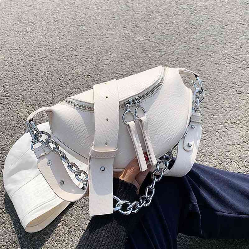 silver chain design pu leather crossbody bags for women white shoulder messenger handbags small chest bag travel
silver chain design pu leather crossbody bags for women white shoulder messenger handbags small chest bag travel