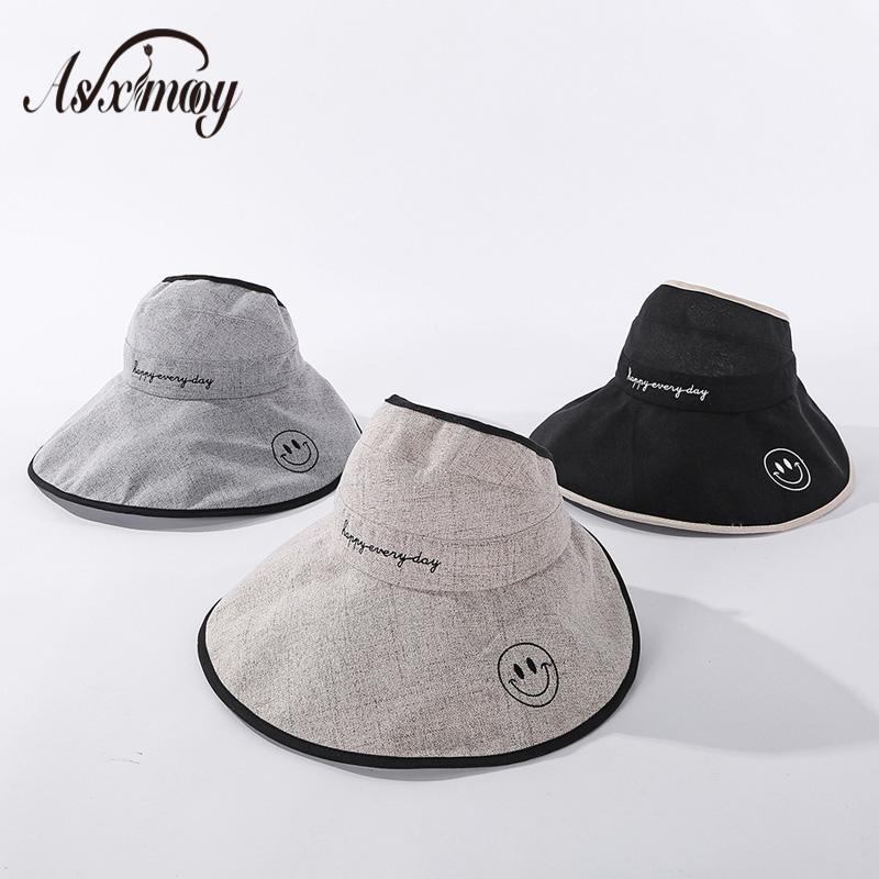 Summer Women's Hat Empty Top Sun Hat Women Smile Cotton Linen Wide Brim Visor Travel Beach Hats Ladies Femme Fashion Caps Gorras1, Pink 
Summer Women's Hat Empty Top Sun Hat Women Smile Cotton Linen Wide Brim Visor Travel Beach Hats Ladies Femme Fashion Caps Gorras1, Pink