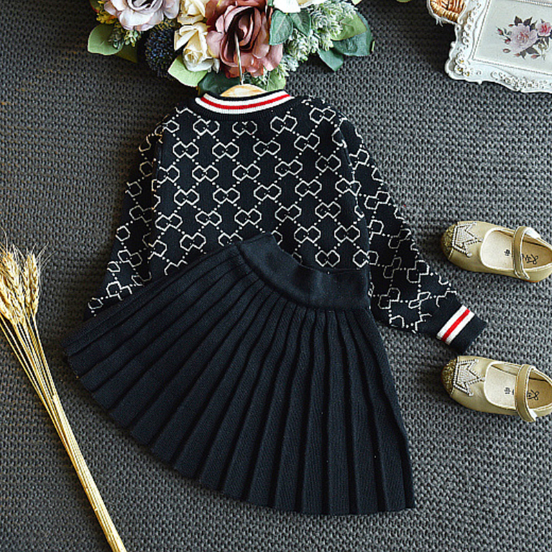 Christmas Girls Winter Clothes Set Long Sleeve Sweater Shirt Skirt 2 Pcs Clothing Suit Outfits for Kids Girl's Clothes OutfitsX1019