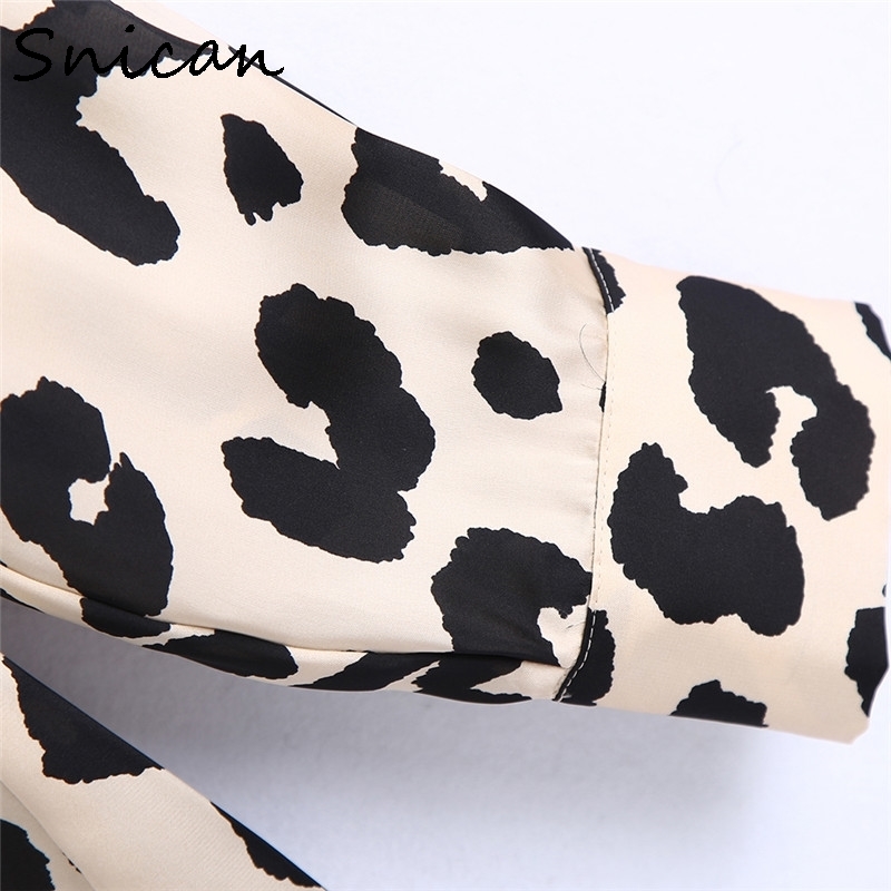 Snian leopard print blouse long sleeve office ladies shirts za autumn spring blusas mujer de moda femme chandails tops 220308