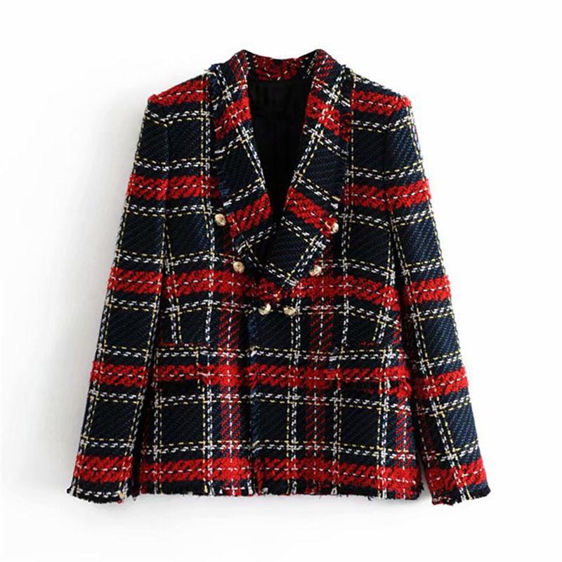 Vintage Women Red Plaid Tweed Blazer Coat Elegant Double Breasted Tassel Suit Jacket Winter Long Sleeve Office Outerwear Blazer 
Vintage Women Red Plaid Tweed Blazer Coat Elegant Double Breasted Tassel Suit Jacket Winter Long Sleeve Office Outerwear Blazer
