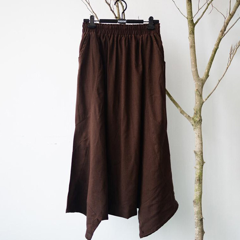 Autumn Women Casual Linen Harem Pants Baggy Bottoms Fashion Solid Low Crotch Female Plus Size Pants 201031