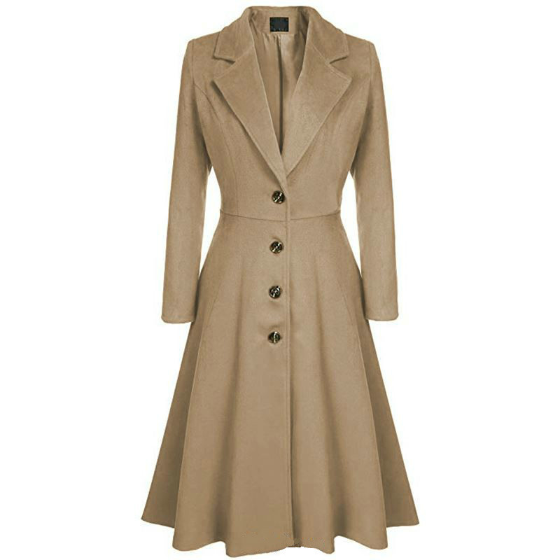 XUXI Elegant Women Mix Warm Winter Mix Long Coat Neck Back Coat A Breast Woman Office Work Swing Female Overcoat Manteau FZ764 201103
