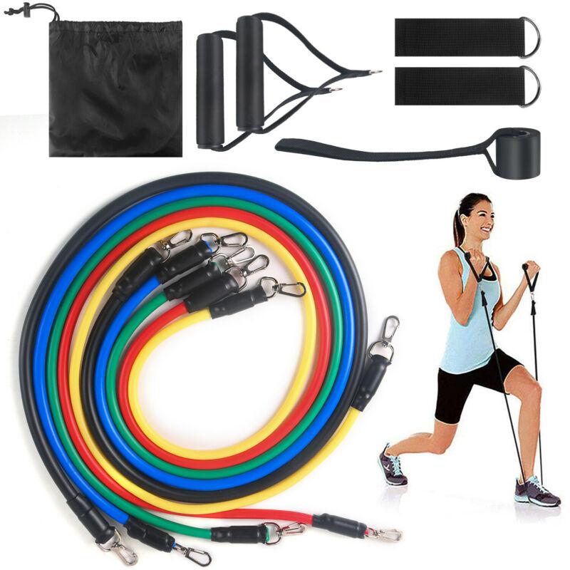 Resistance Bands 11 PCS Yoga Pilates Band Set Abs Exercise Fitness Tube Workout