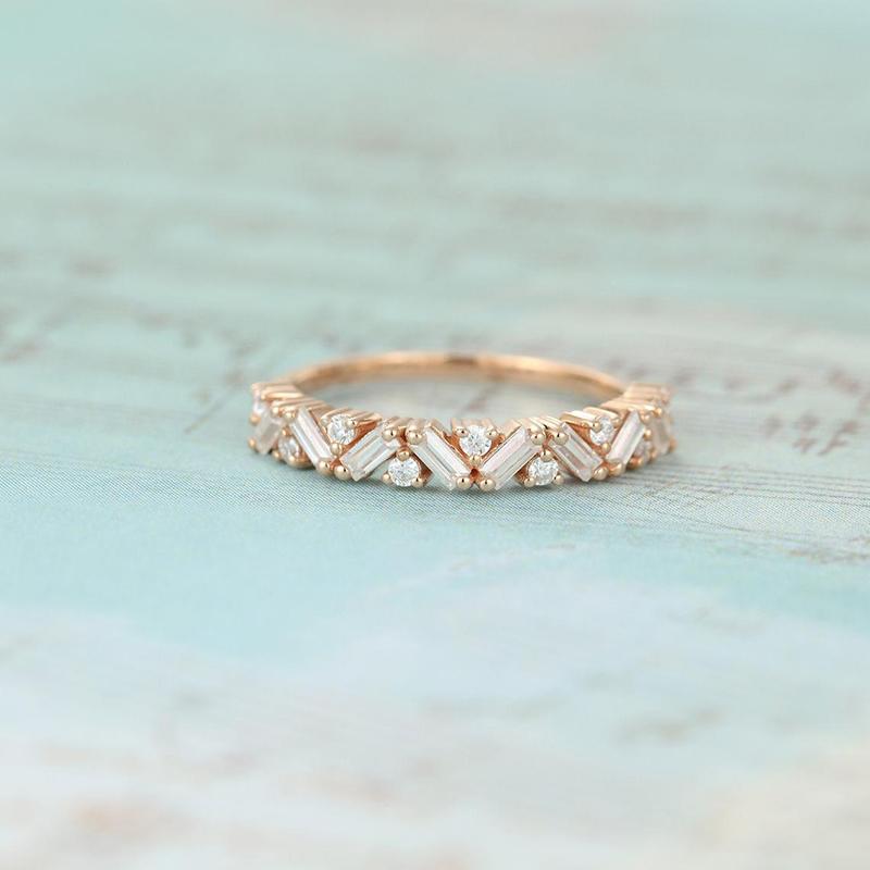 Cluster Rings CxsJeremy Unique Half Eternity Baguette Cut Moissanite Wedding Band 14K Rose Gold Engagement Ring Matching
Cluster Rings CxsJeremy Unique Half Eternity Baguette Cut Moissanite Wedding Band 14K Rose Gold Engagement Ring Matching